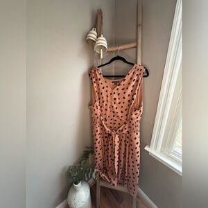 41 Hawthorn Peach Polka Dot Sleeveless Tie-Waist Dress